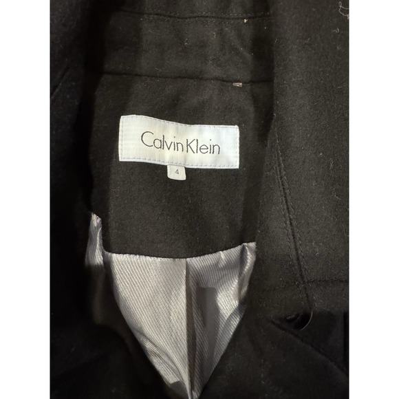 Calvin Klein Women's Wool Coat Size 4 Black Double Breasted Jacket - Picture 3 of 8